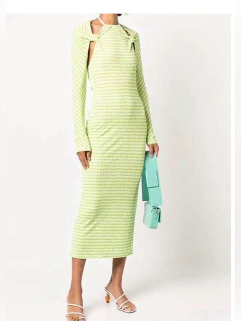 Jacquemus “Le Splash” Plaid Check Green Dress, Excellent condition, Size US 2 - Picture 3 of 6